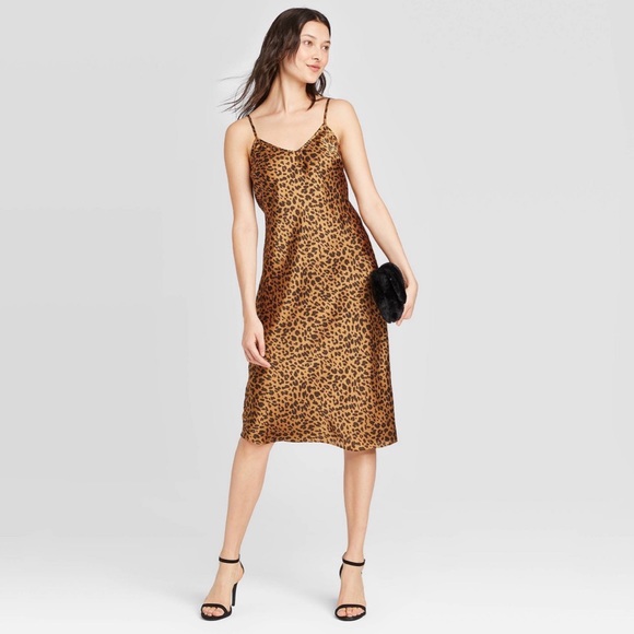 a new day Dresses & Skirts - Leopard Satin Slip Dress